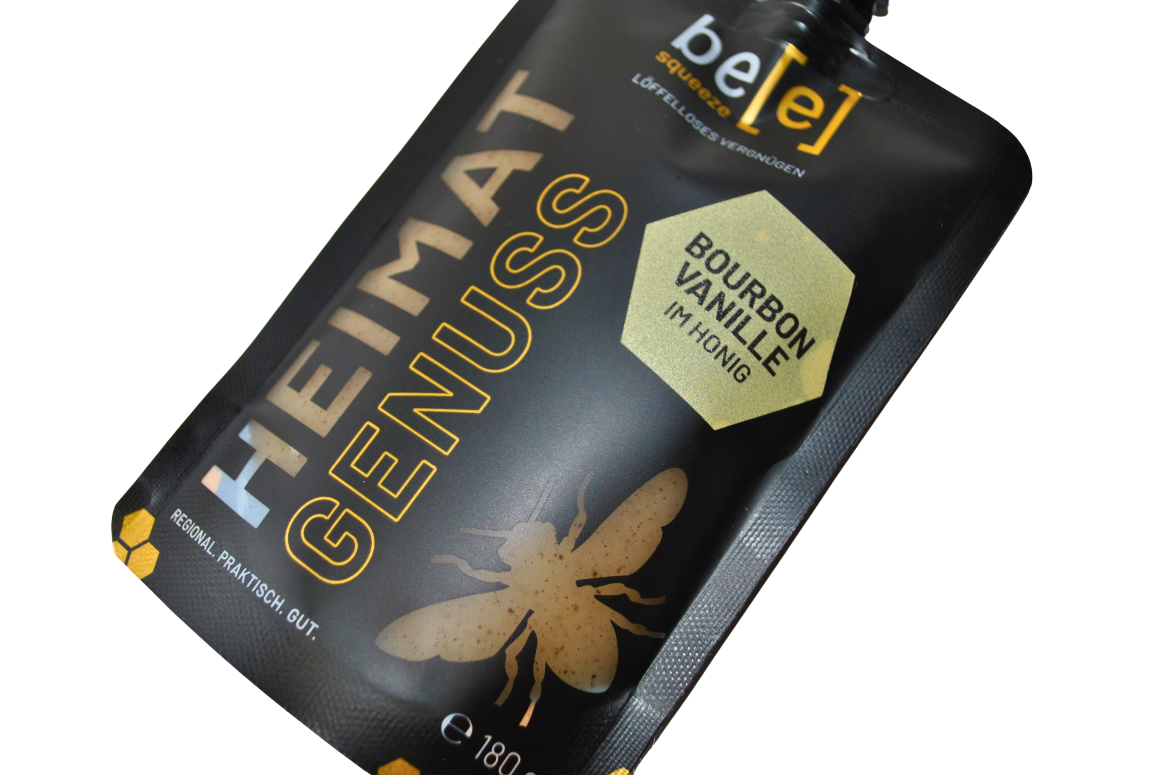 Bourbon Vanille im Honig beesqueeze Weihnachtshonig Weihnachtsedition Imkerhonig im praktischen Quetschbeutel