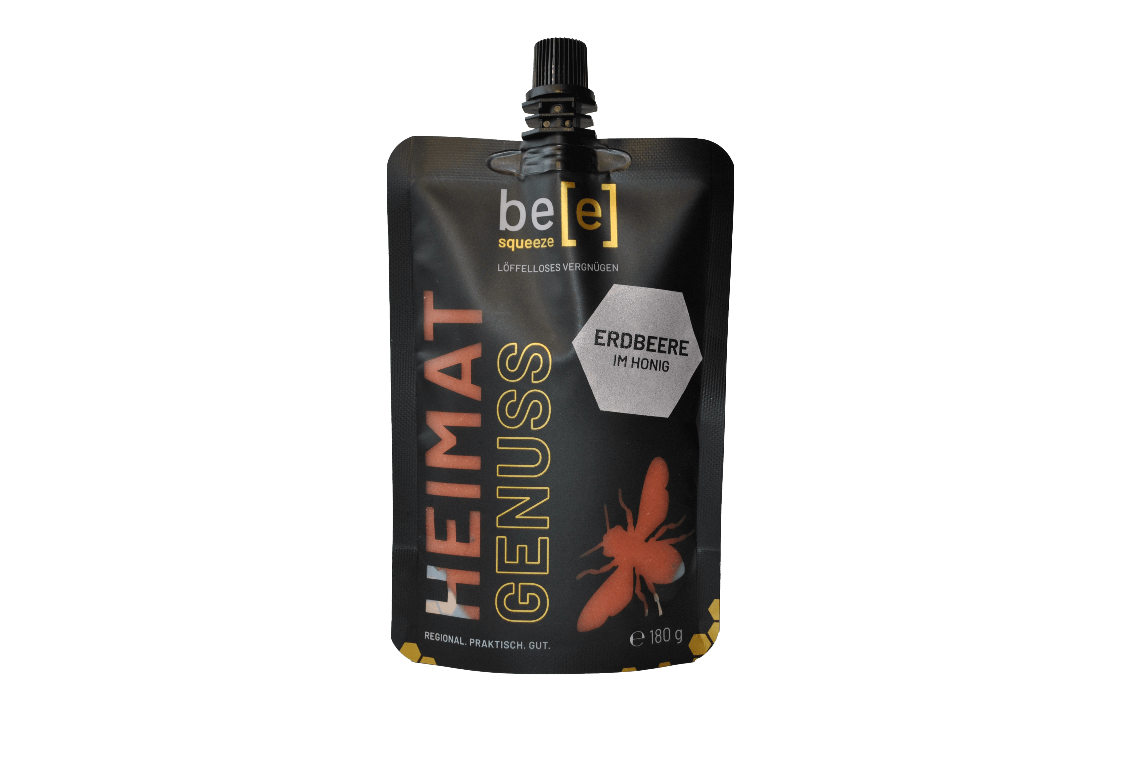 Erdbeere im Honig beesqueeze Regionaler Imkerhonig im praktsichen Quetschbeutel