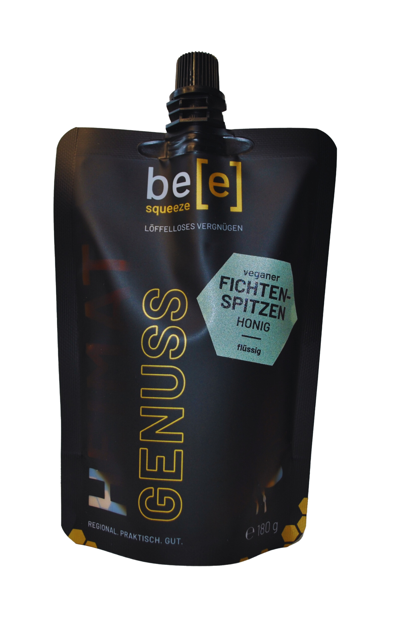 Fichtenspitzenhonig vegan beesqueeze Honigalternative rein pflanzlich vegan im praktischen Quetschbeutel