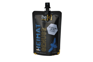 Spirulina blau im Honig beesqueeze regionaler Imkerhonig im praktischen Quetschbeutel blauer Honig